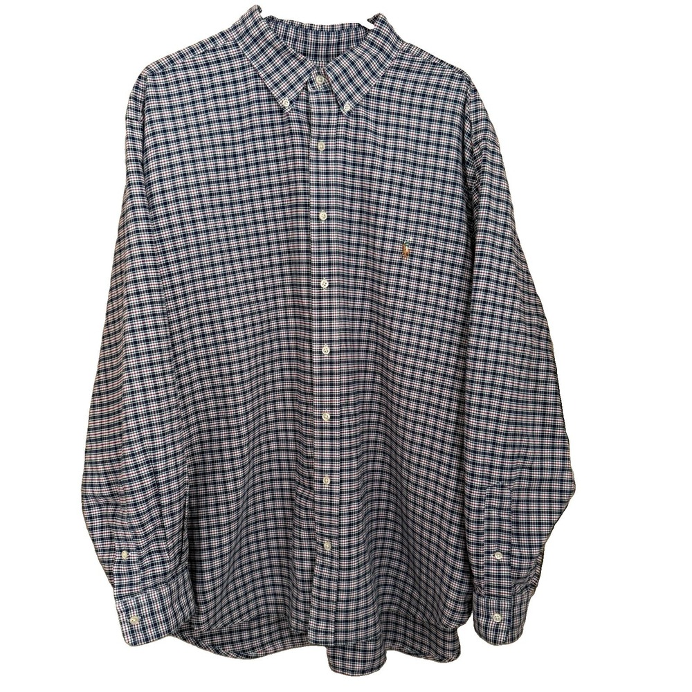 Ralph Lauren Mens Blue Label Plaid Button Down Shirt Size 2XB Classic Fit Preppy